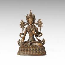 Antique Figure Bronze Sculpture White Tara Brass Statue Buddha Tpfx-015